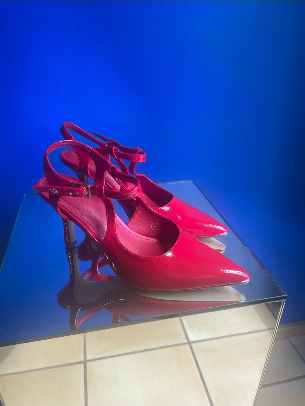 Red Patent Leather Slingback Pumps - Women's Heels